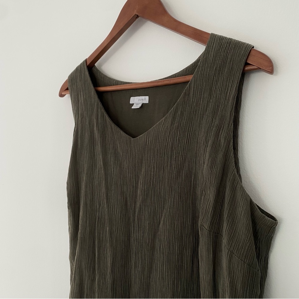 J.Jill Pure Jill Asymmetrical KneeLength Lagenlook Tank Green dress size L - Picture 5 of 7